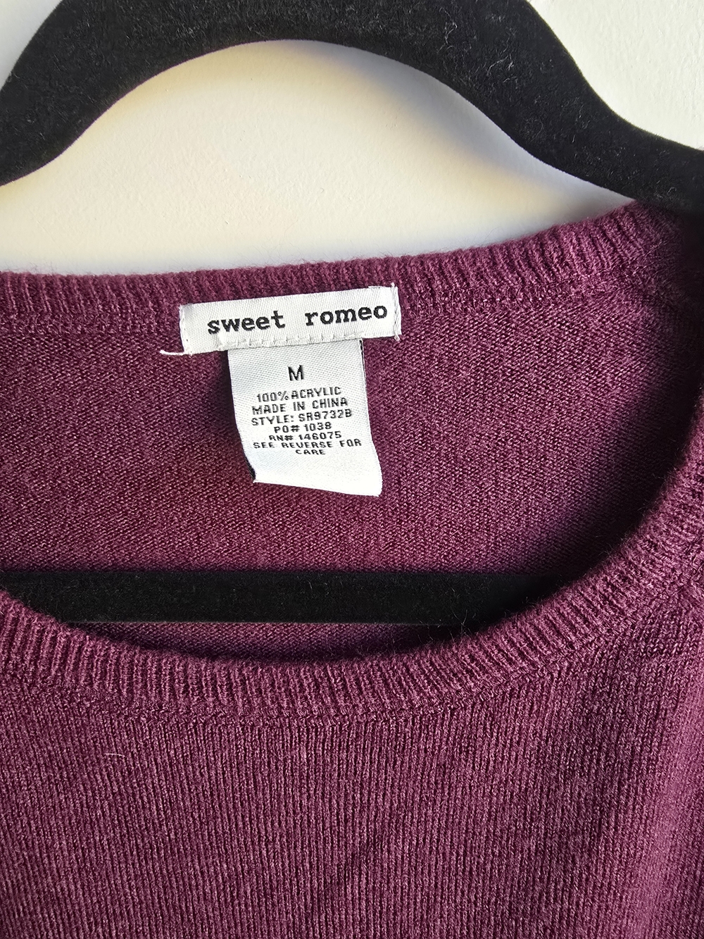 Sweet Romeo Women's Raspberry Crewneck Sweater - Picture 2 of 3